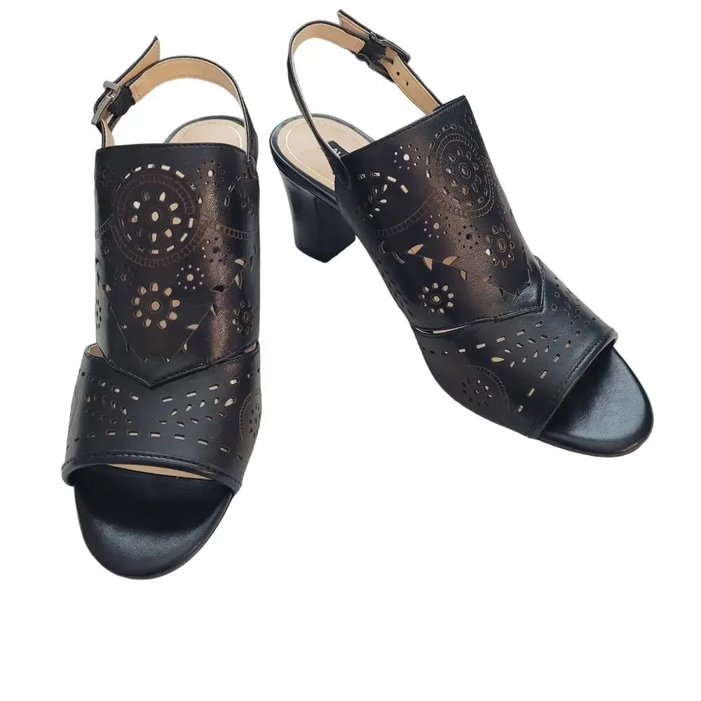 Alex Marie Black Chunky Heel Mules, sz. 8 1/2